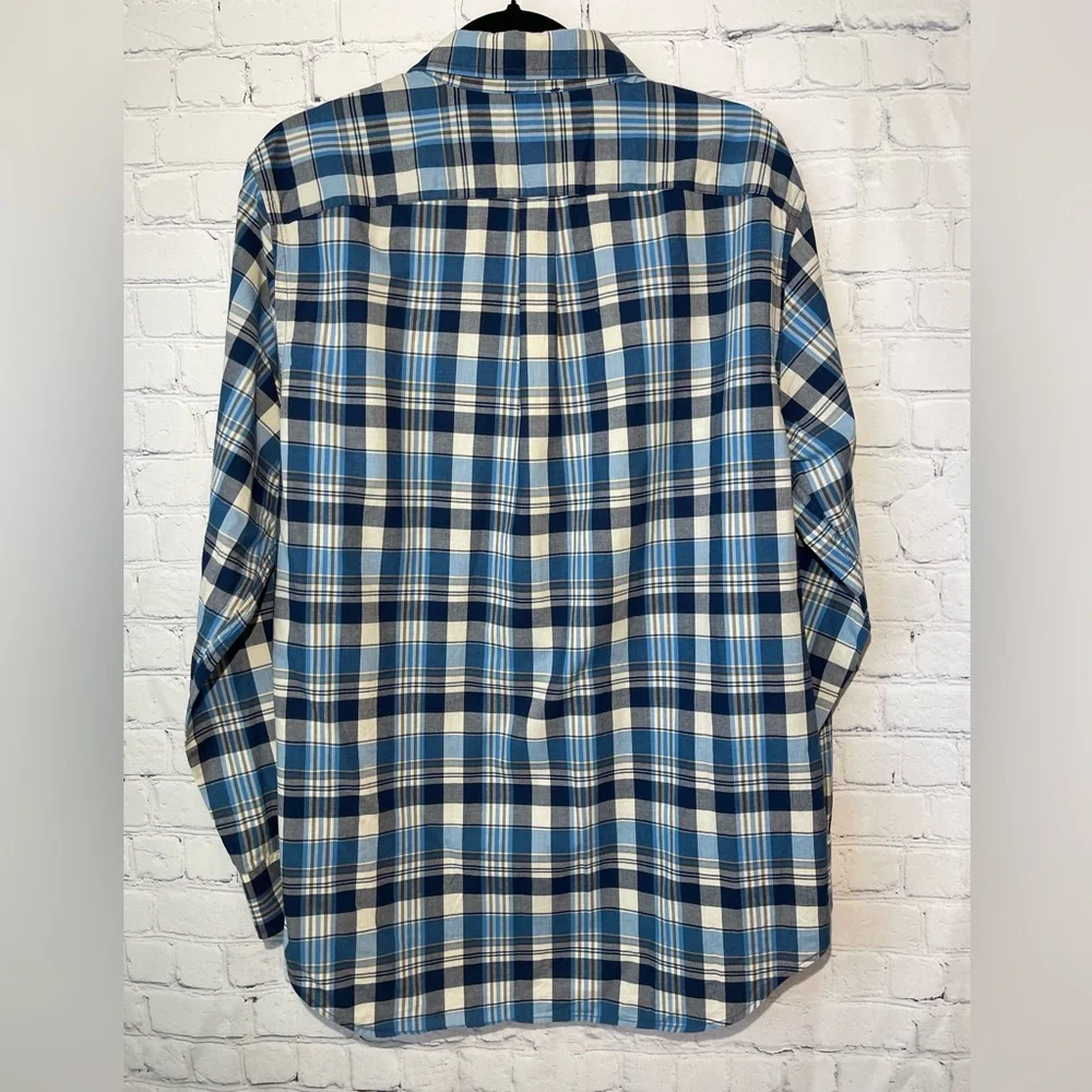 Banana Republic size large blue, charcoal & ivory plaid